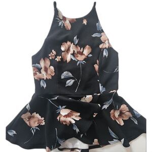 Soprano Black/Floral Tank Women's Size M
